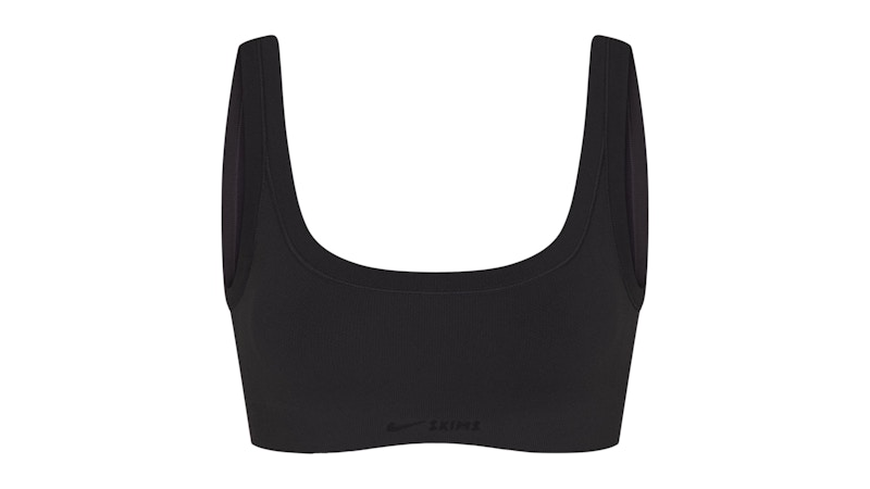 Pre-owned Nike X Skims Women's Vintage Seamless Scoop Neck Bra In Obsidian In Black