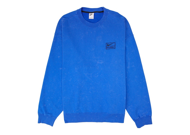 Nike x Stussy Acid Wash Crew Fleece Blue Men's - SS23 - US