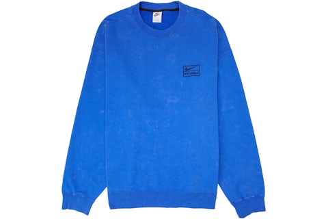Nike x Stussy Acid Wash Crew Fleece Blue Men's SS23 US