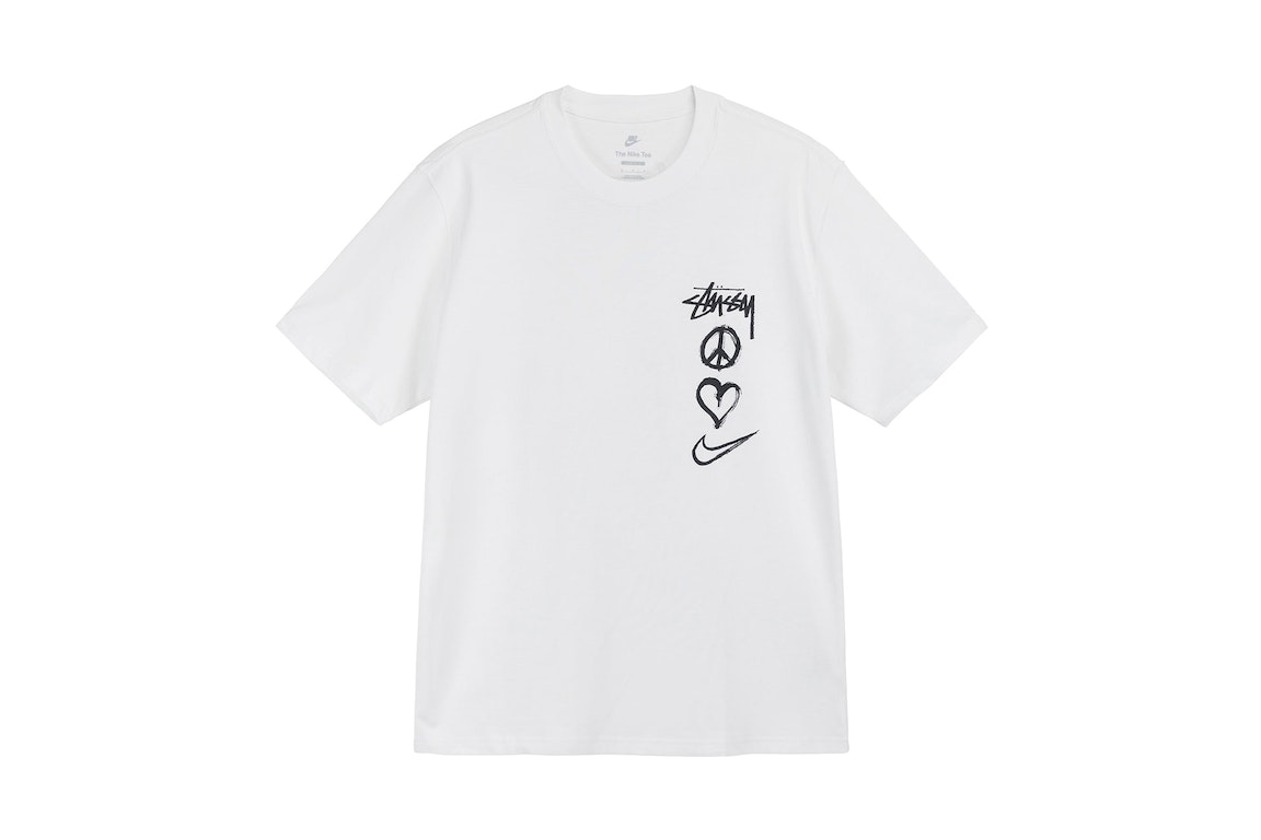 Pre-owned Nike X Stussy Peace, Love, Swoosh T-shirt (asia Sizing) White