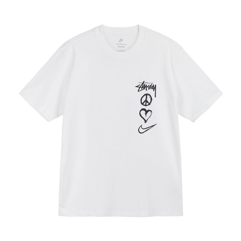 Pre-owned Nike X Stussy Peace, Love, Swoosh T-shirt (us Sizing) White
