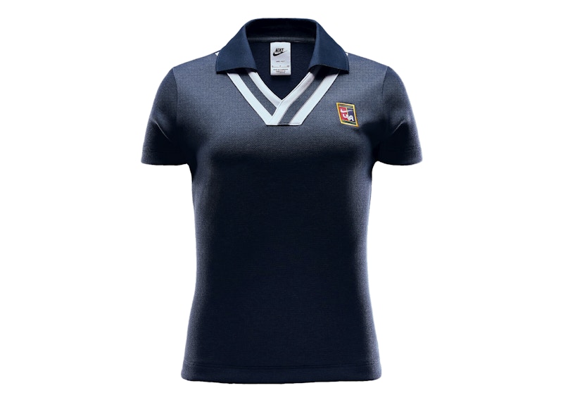 Pre-owned Nike X Yoon Women's Shortsleeve Polo Shirt In Armory Navy Blue/white