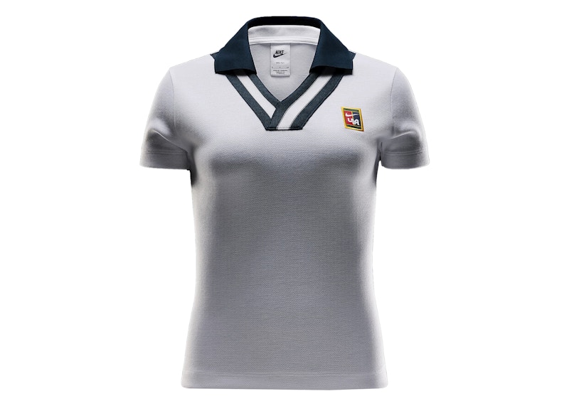 Pre-owned Nike X Yoon Women's Shortsleeve Polo Shirt In White/armory Navy Blue In Multi