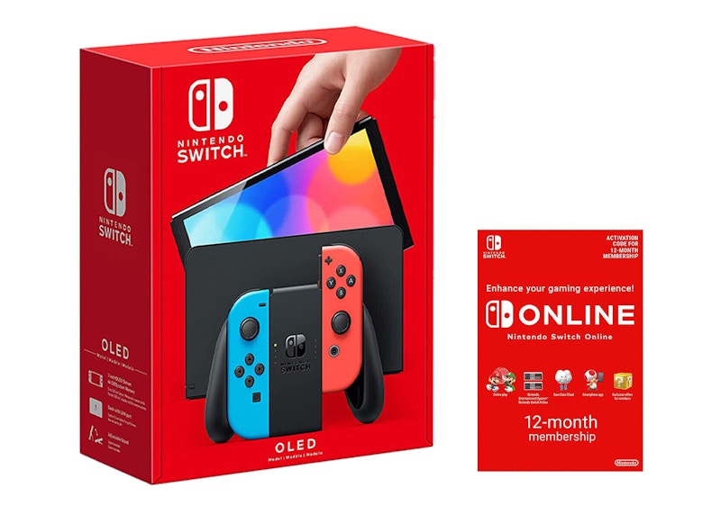 Nintendo Switch OLED with Online 12 Month Family Membership Bundle