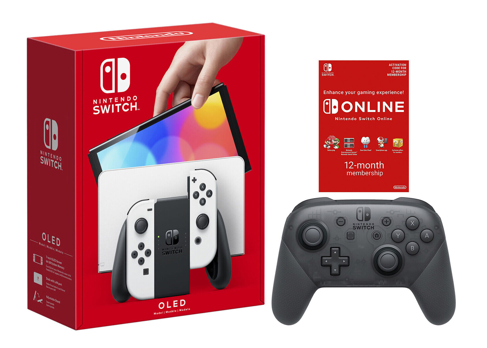 Nintendo Switch OLED with Pro Controller and Online 12 Month 