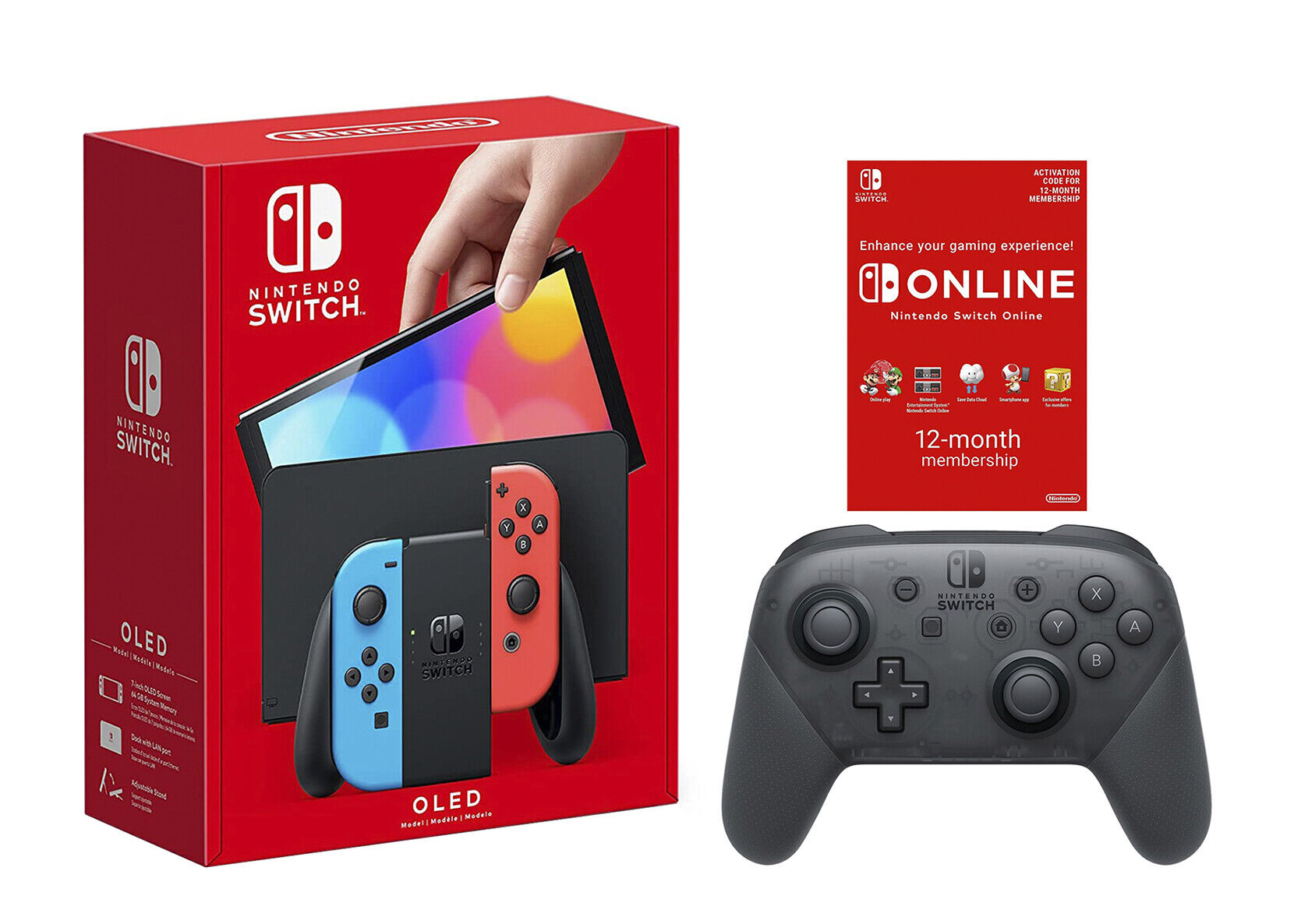 Nintendo Switch OLED with Pro Controller and Online 12 Month 