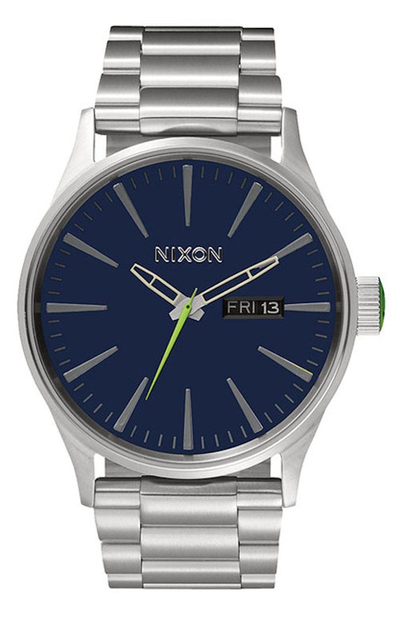 Nixon Sentry SS Watch Midnight Blue/Volt Green A356-1981 42mm in