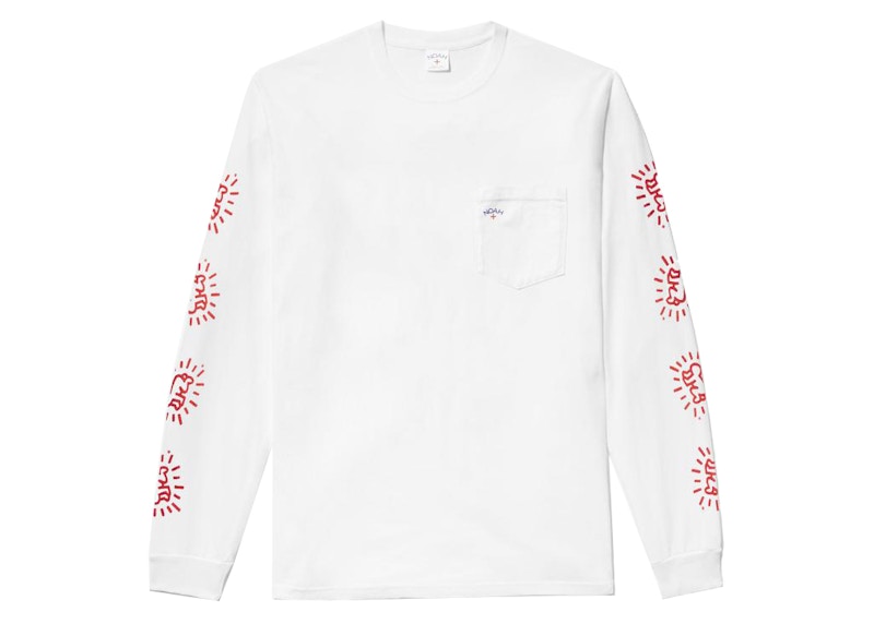 Noah Keith Haring Long Sleeve Pocket Tee White Men's - FW21 - US