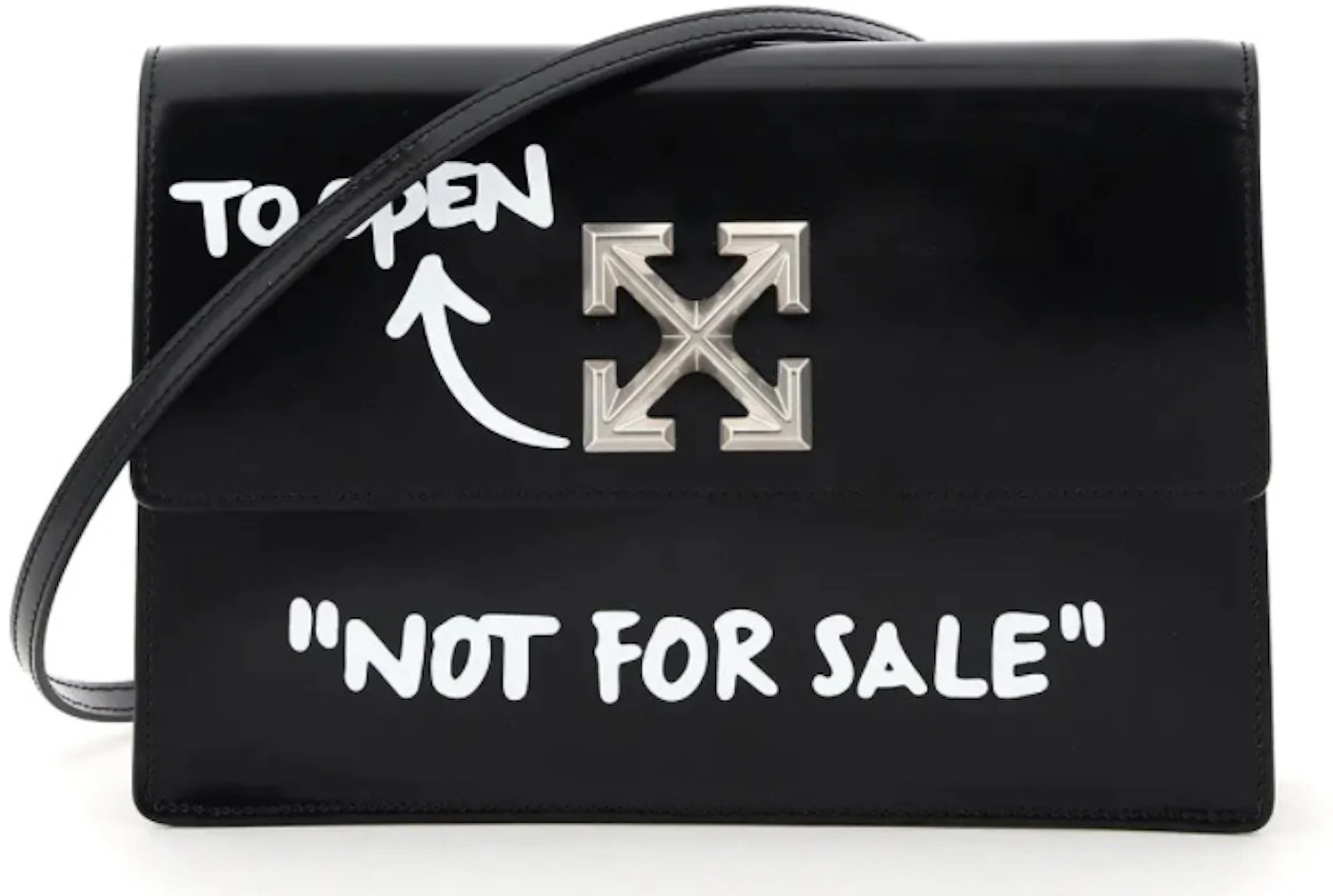 OFF-WHITE 1.4 Jitney Bag CASH INSIDE Off White Black in Leather with  Silver-tone - US