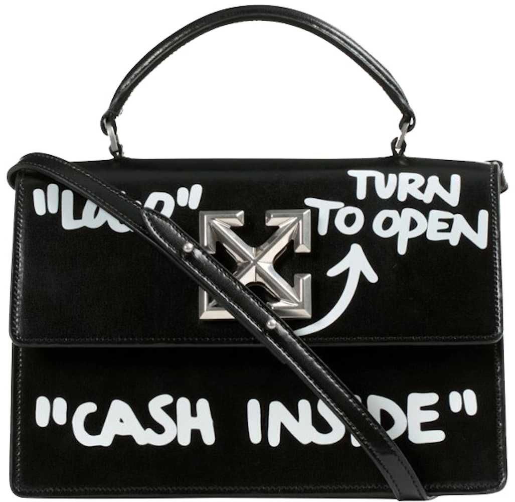 OFF-WHITE 1.4 Jitney Bag CASH INSIDE Black White in Leather with