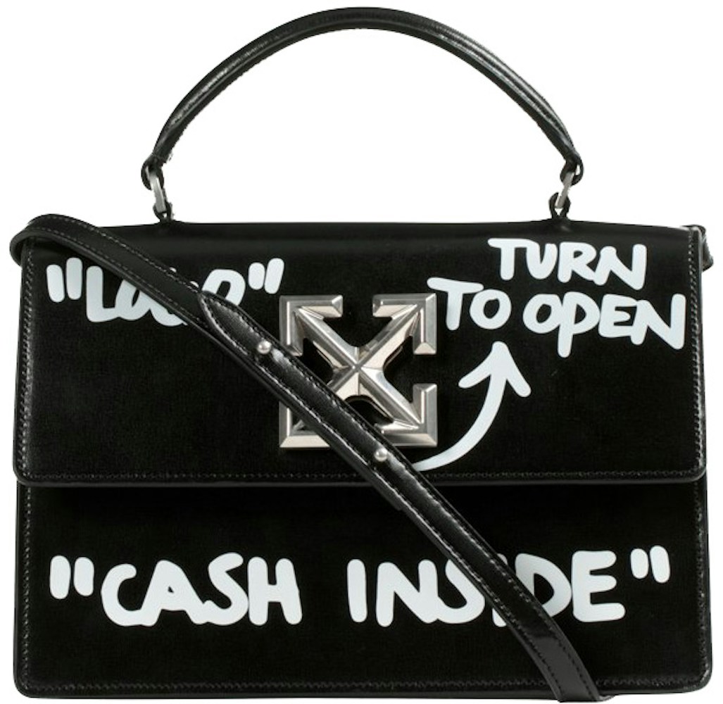 1.4 Jitney Bag INSIDE" Black White in Leather with Silver-tone