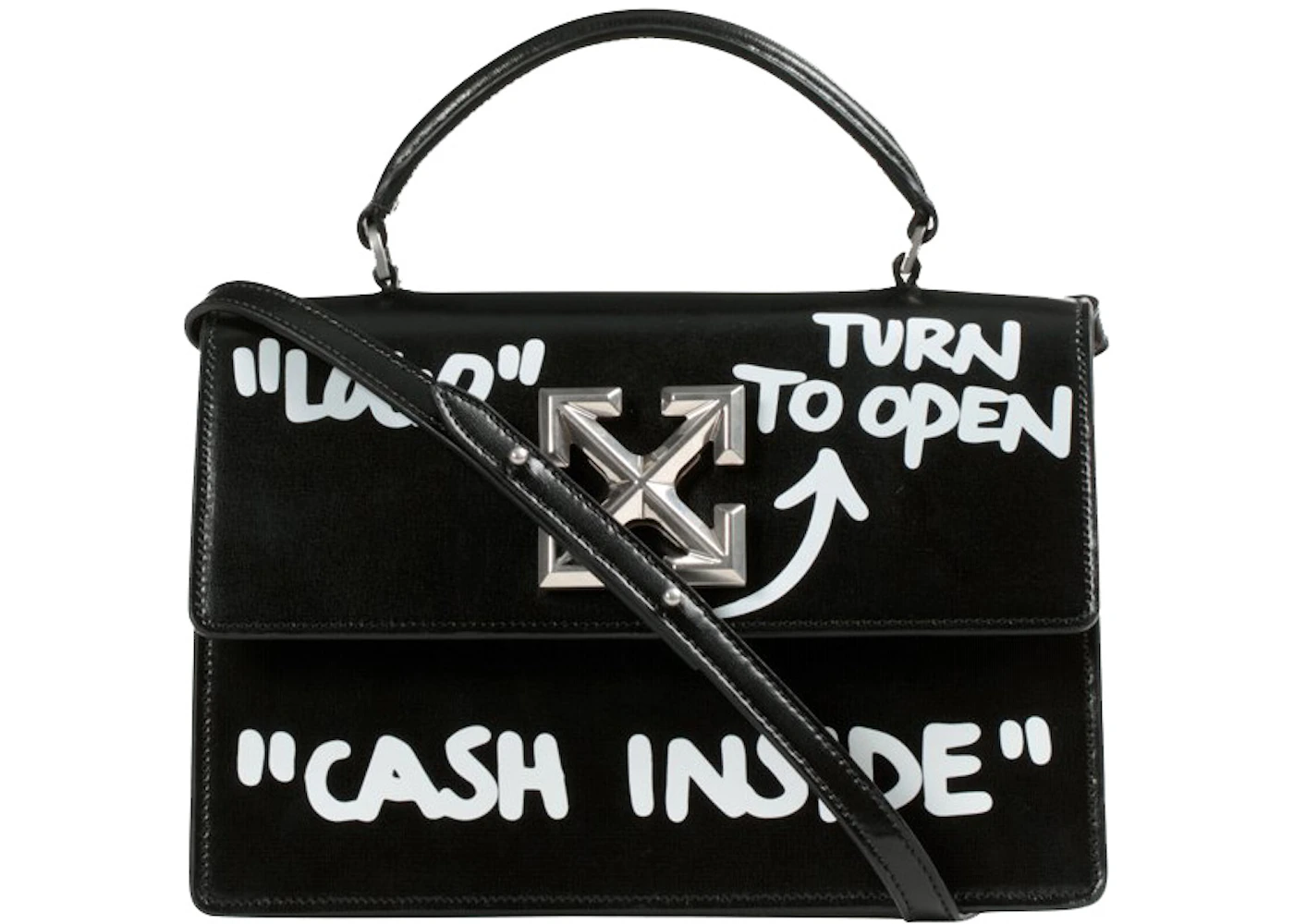 OFF-WHITE 1.4 Jitney Bag CASH INSIDE Black White in Leather with