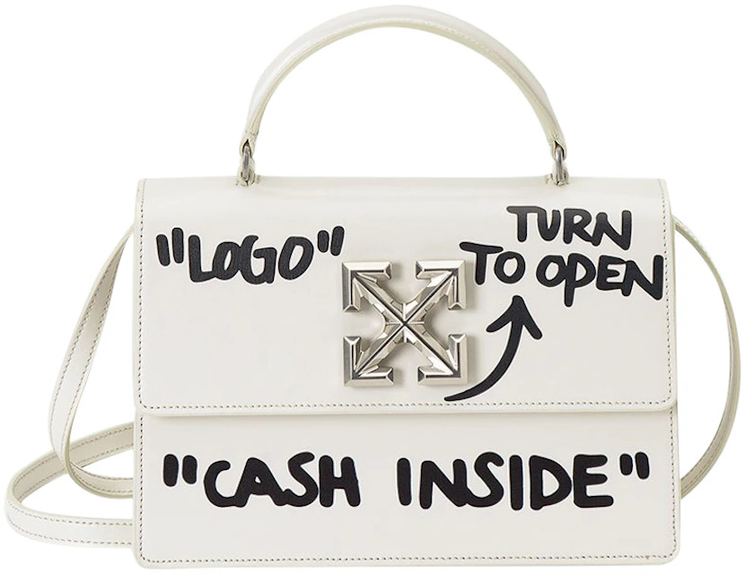 OFF-WHITE 1.4 Jitney Bag "CASH INSIDE" Off White Black in Leather with