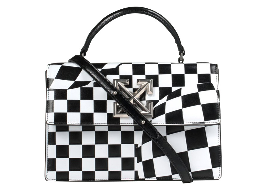 OFF-WHITE 1.4 Jitney Bag Checked Black White in Leather with 
