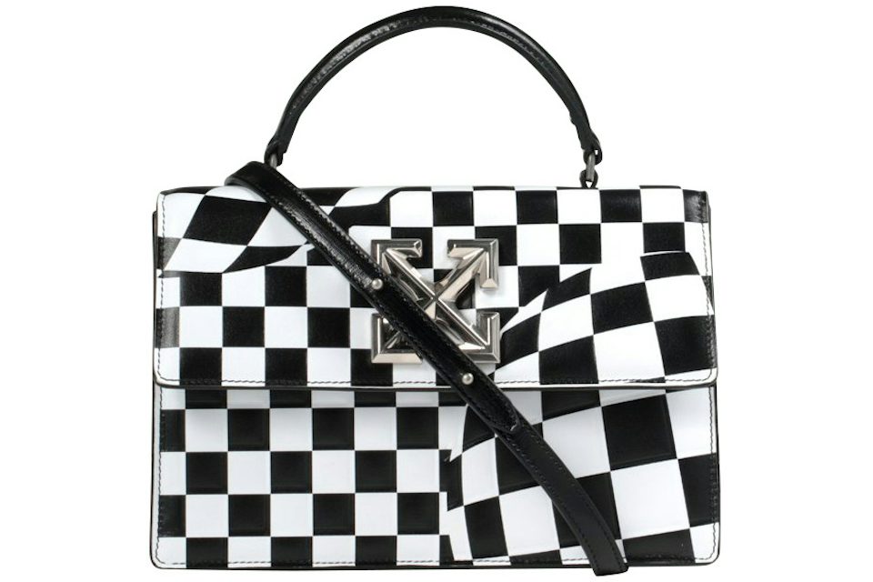 OFF-WHITE 1.4 Jitney Bag Checked Black White in Leather with