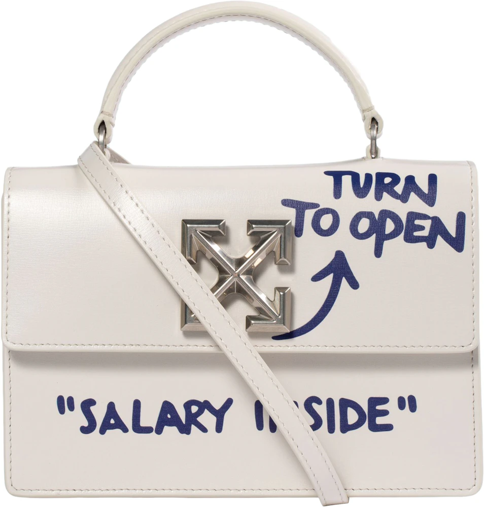 Hukommelse Korean øje OFF-WHITE 1.4 Jitney Quote Bag "SALARY INSIDE" Off White/Violet in Leather  with Silver-tone - US