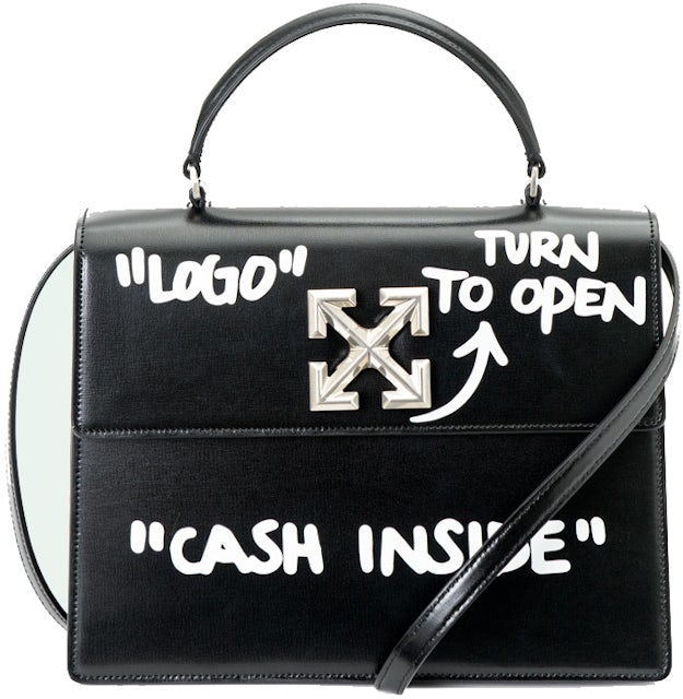OFF-WHITE 1.4 Jitney Bag CASH INSIDE Black White in Leather with  Silver-tone - US