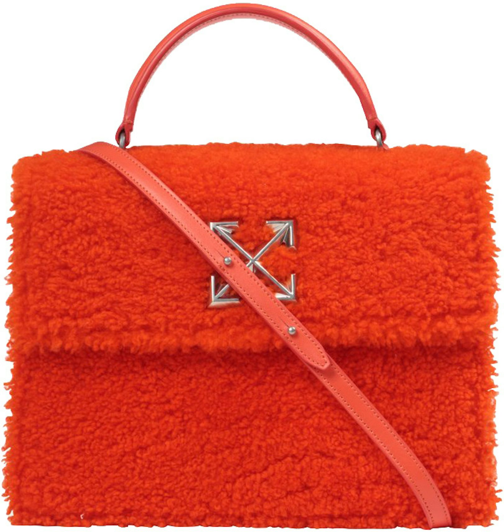 OFF-WHITE 2.8 Jitney Bag Furry Orange in Sherpa/Leather with Silver-tone -  US