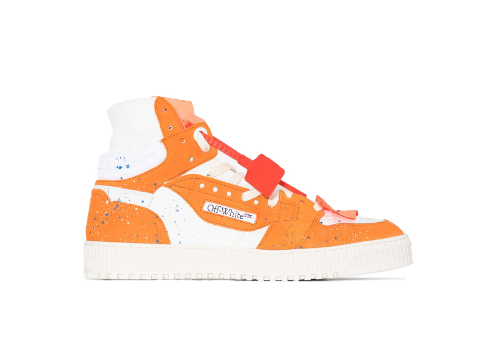 OFF-WHITE 3.0 Off Court High-Top Sneakers White Orange Paint Splatter  (Women's)
