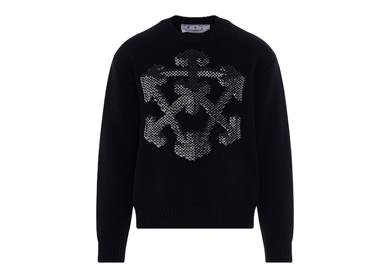 OFF-WHITE 3D Arrow Chunky Knit Sweatshirt Black/Grey Men's - FW21 - US