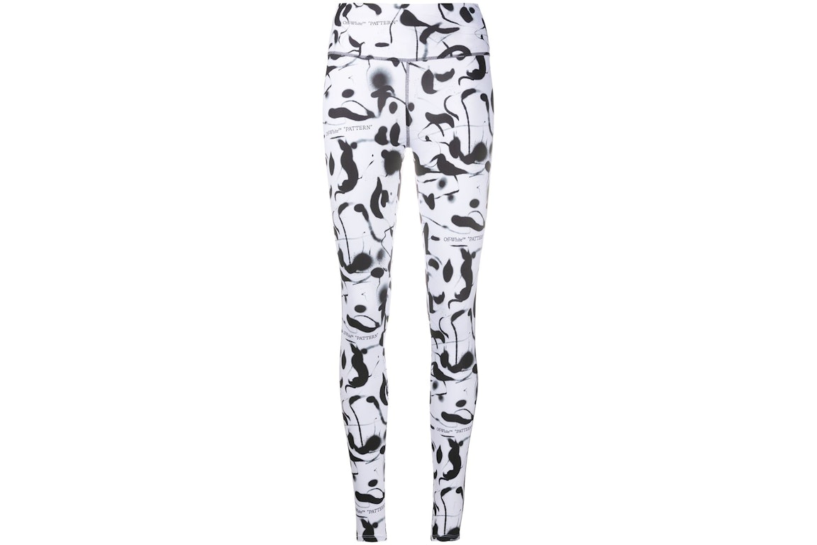 Pre-owned Off-white Abstract Print Performance Leggings Black/white