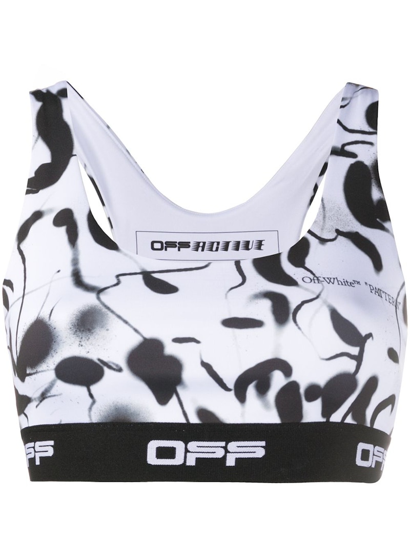 Pre-owned Off-white Women's Off Off Abstract Print Racerback Sports Brain Black/white