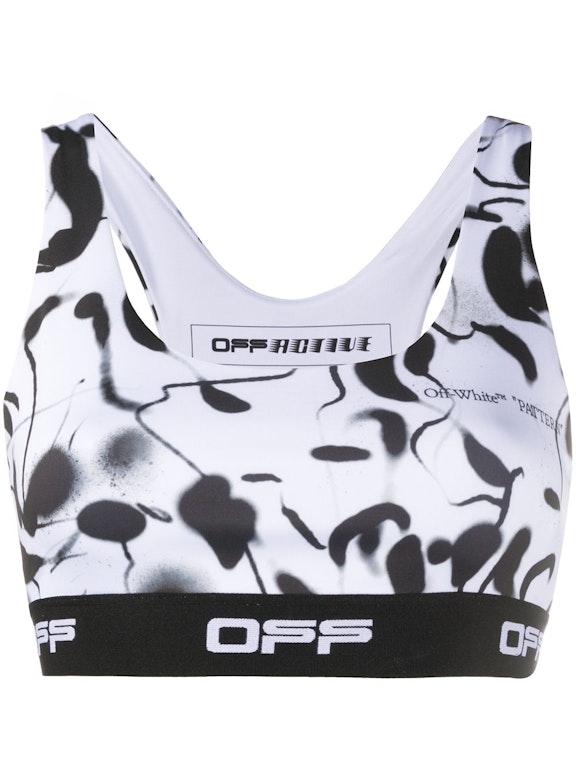 Pre-owned Off-white Abstract Print Racerback Sports Bra Black/white