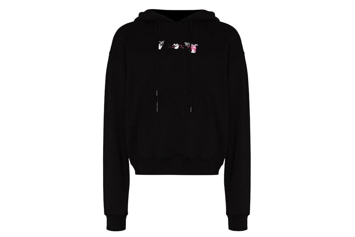 Pre-owned Off-white Acrylic Arrow Logo Print Hooded Sweatshirt Black