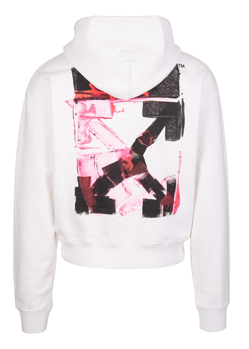 OFF-WHITE Acrylic Arrow Logo Print Hooded Sweatshirt White Black