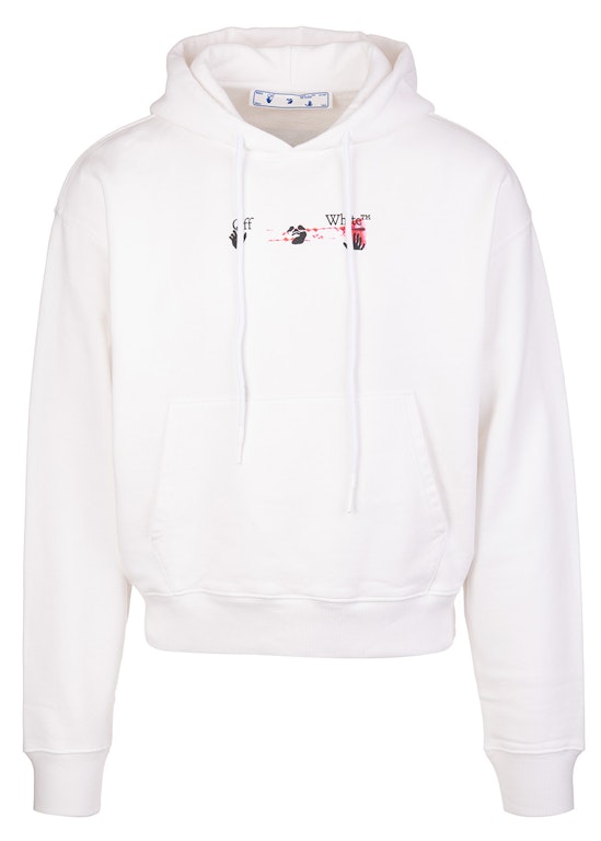 Pre-owned Off-white Acrylic Arrow Logo Print Hooded Sweatshirt White Black Fucshia