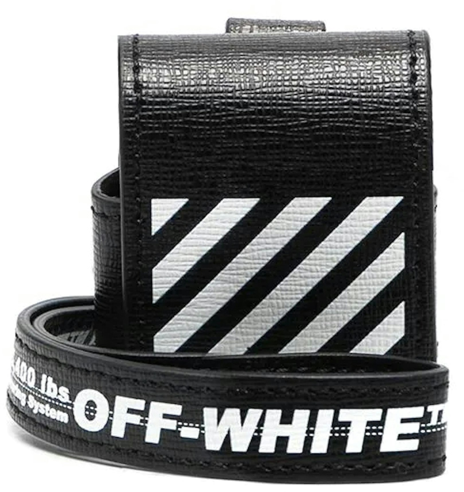 OFF-WHITE Airpods Diag Black in Saffiano Leather - US