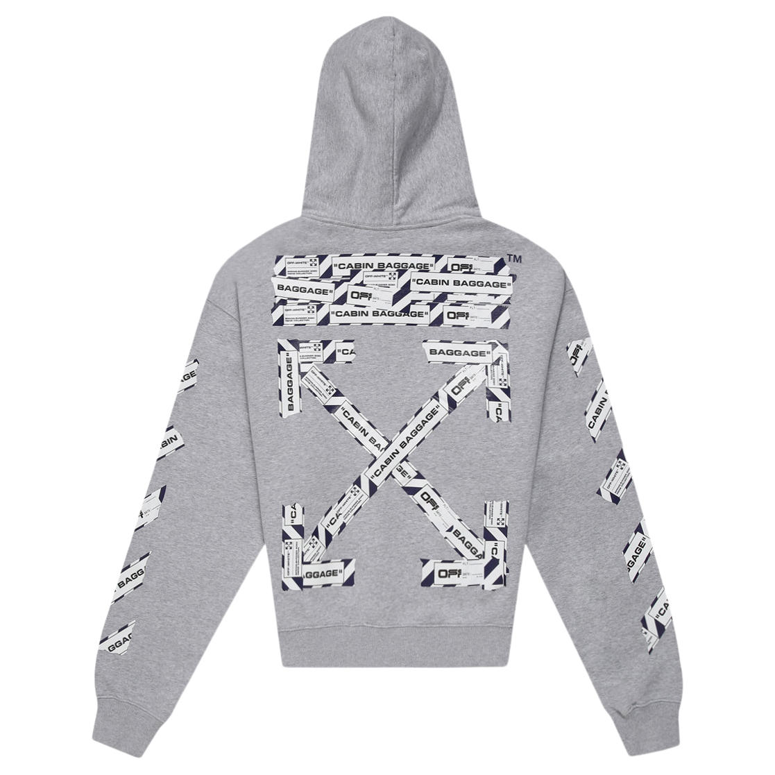 OFF-WHITE Airport Tape Arrows Diag Over Hoodie Melange Grey 