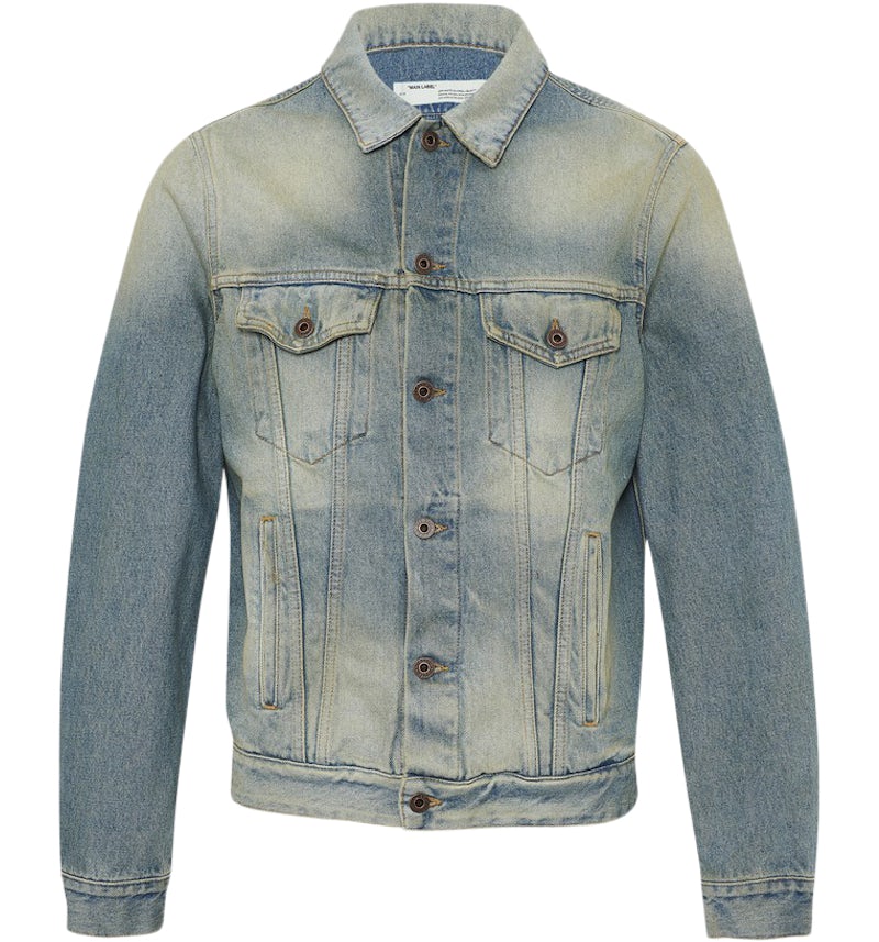 OFF-WHITE Airport Tape Denim Jacket Vintage Wash Multicolor Men's