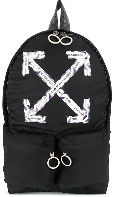 OFF-WHITE Airport Tape Diagonal Arrows Backpack Black/Purple in