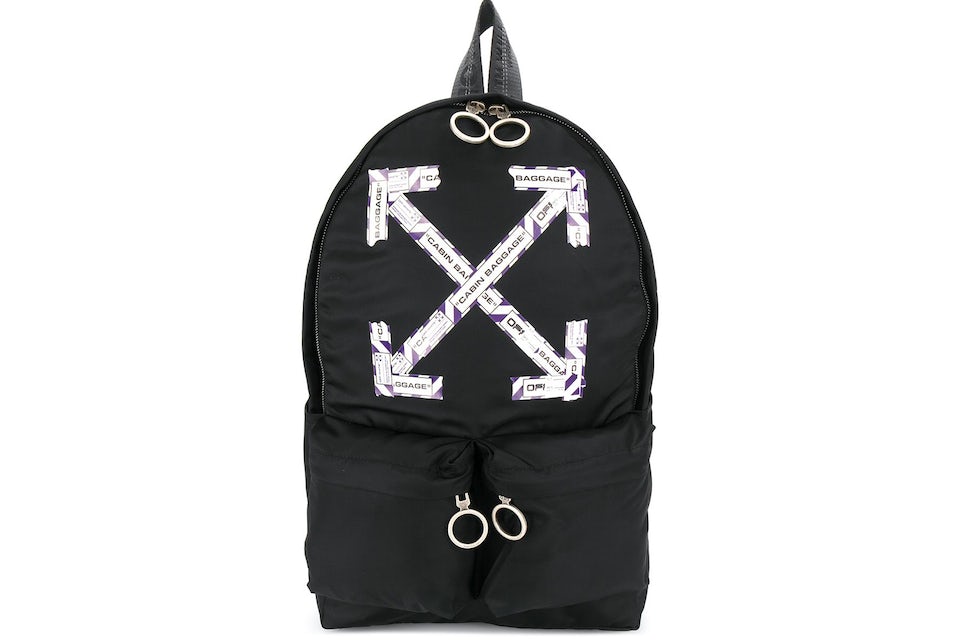 OFF-WHITE Airport Tape Diagonal Arrows Backpack Black/Purple in