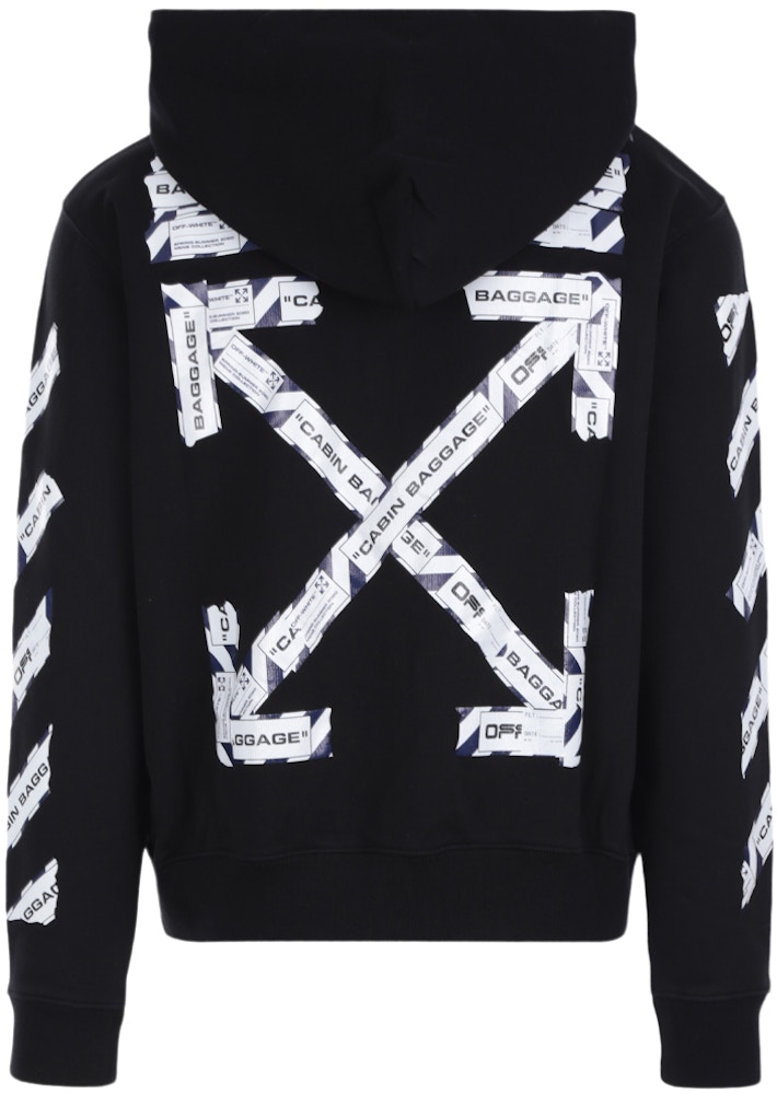 OFF-WHITE Airport Tape Zip Up Hoodie Black - SS20