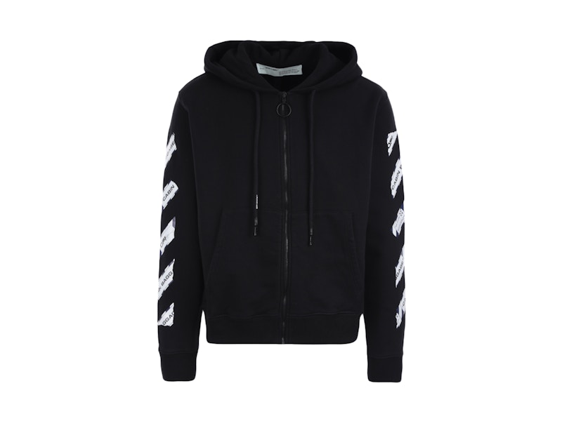 OFF WHITE Airport Tape Zip Up Hoodie Black Men s SS20 US