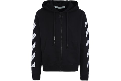 OFF-WHITE Airport Tape Zip Up Hoodie Black Men's SS20 US