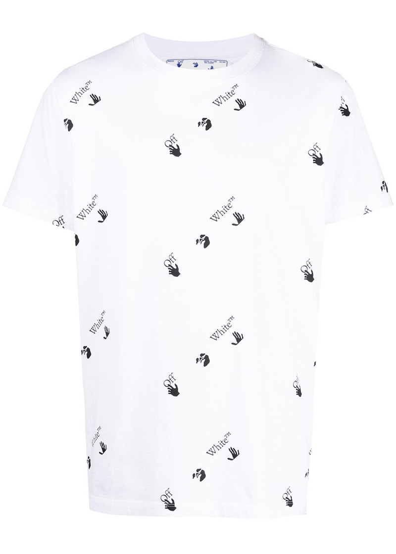 OFF WHITE All Over Logo Print T Shirt White Black Men s SS21 US