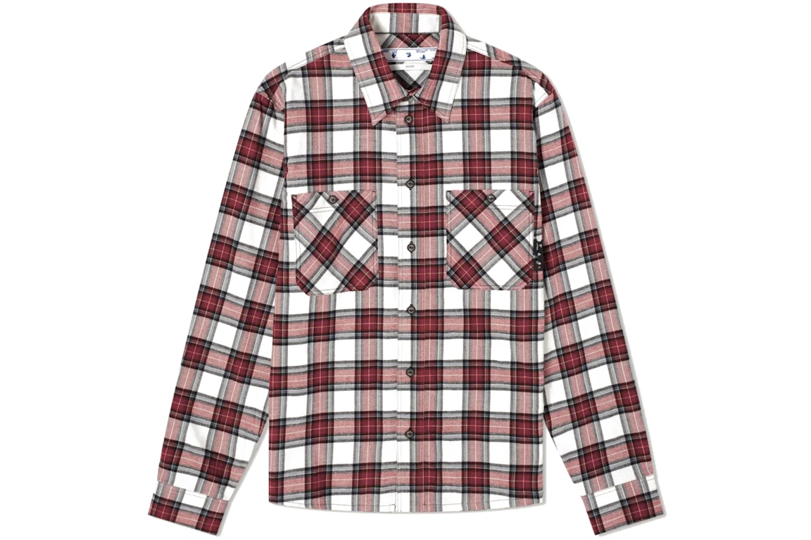 Pre-owned Off-white Allover Check Flannel Arrow Shirt Red