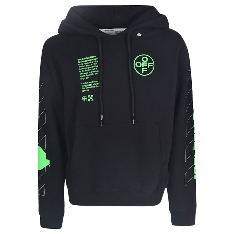 OFF WHITE Arch Shapes Incompiuto Hoodie Black Brilliant Green