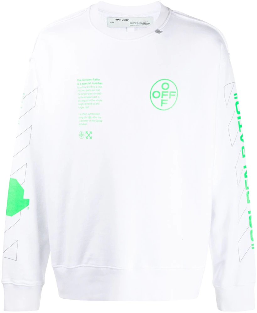 Sweatshirt Men\'s - SS20 OFF-WHITE US Shapes - White/Brilliant Arch Green Incompiuto