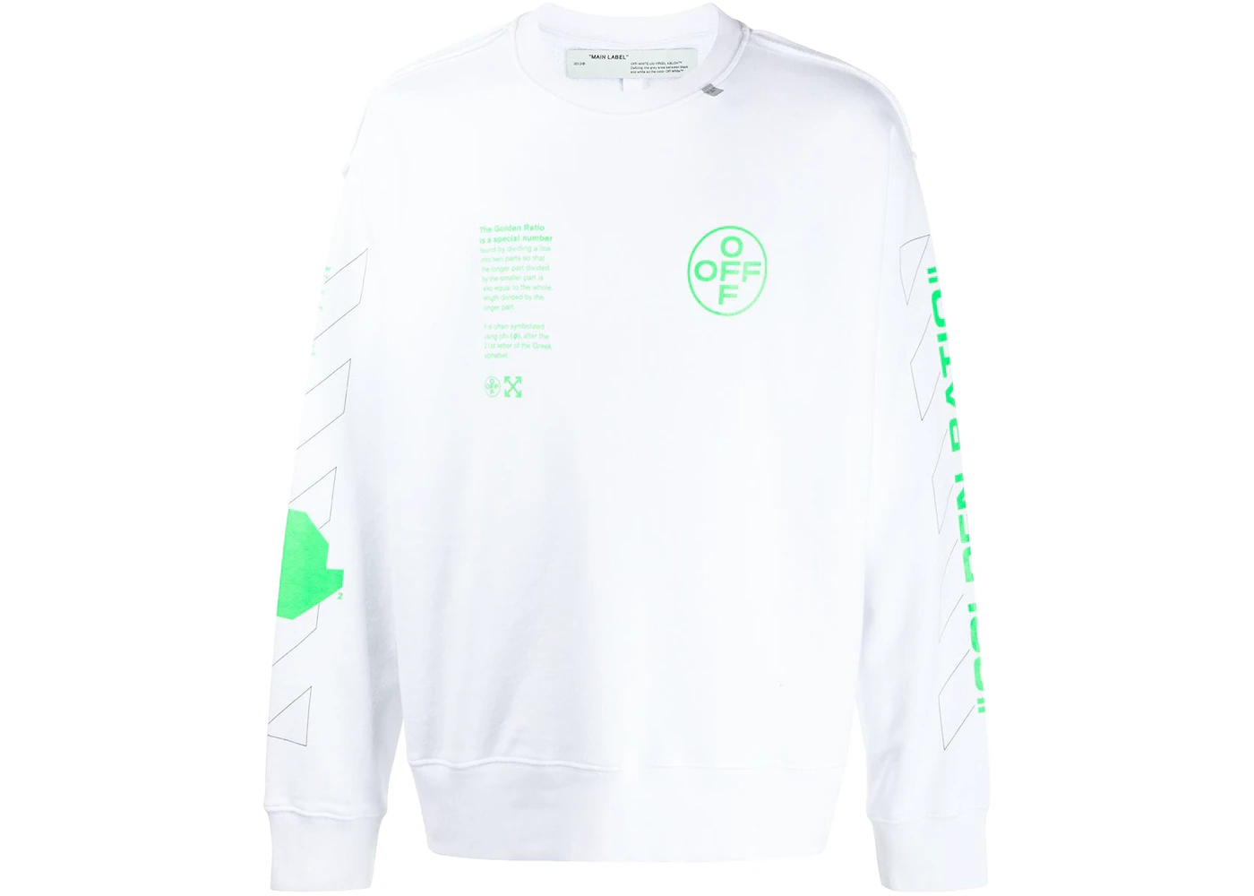 OFF-WHITE Arch Shapes Incompiuto Sweatshirt White/Brilliant Green Men's ...