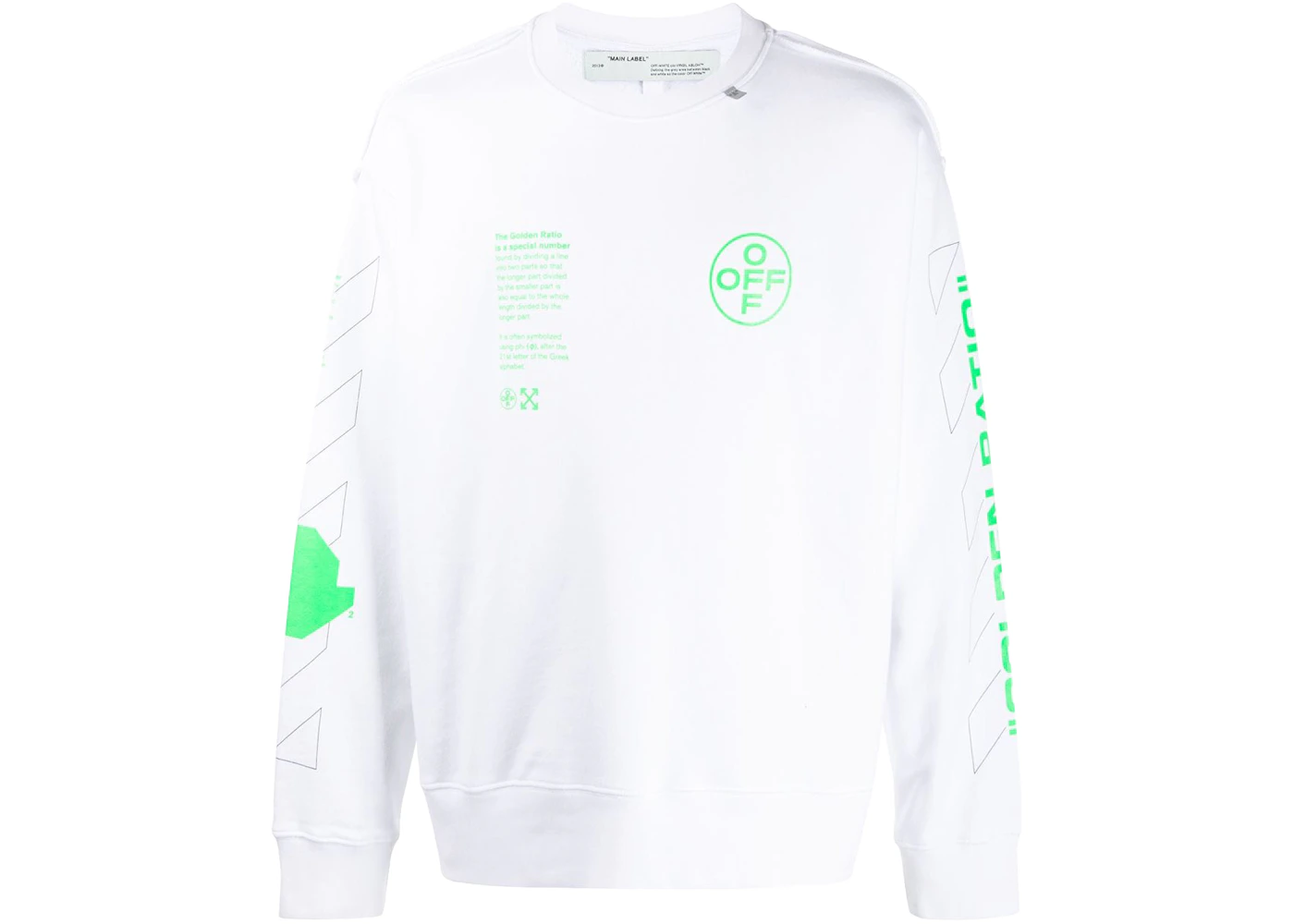 OFF-WHITE Arch Shapes Incompiuto Sweatshirt White/Brilliant Green Men's -  SS20 - US