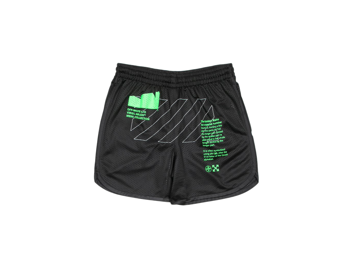 ショートパンツ OFF-WHITE Arch Shapes Mesh Shorts Black/Brilliant Green Men's ...ショートパンツ