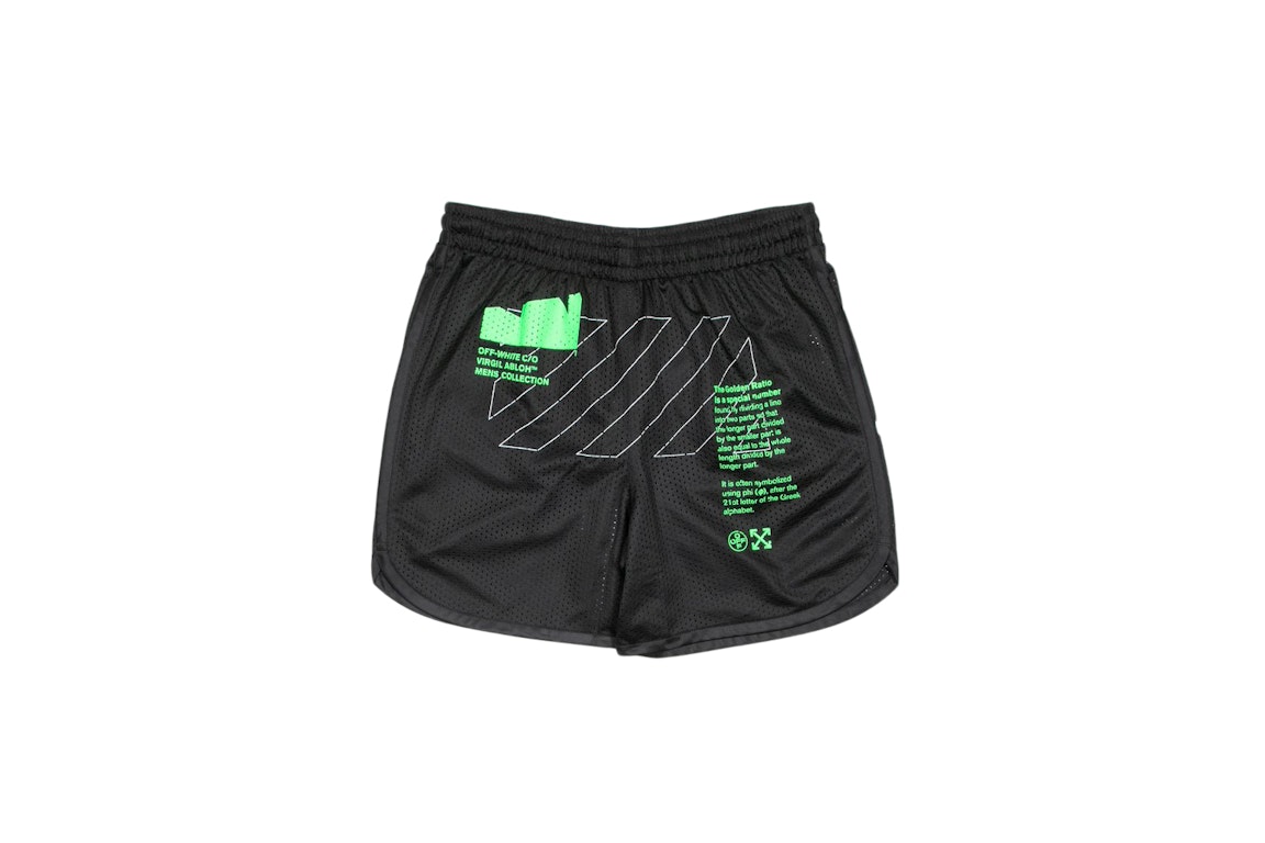 Pre-owned Off-white Arch Shapes Mesh Shorts Black/brilliant Green