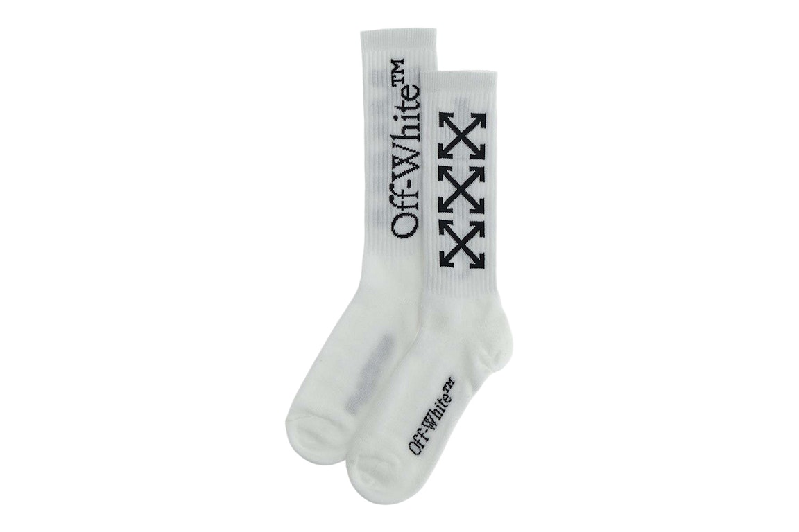 Pre-owned Off-white Arrow Bookish Socks White/black (omra075c99kni0010110)