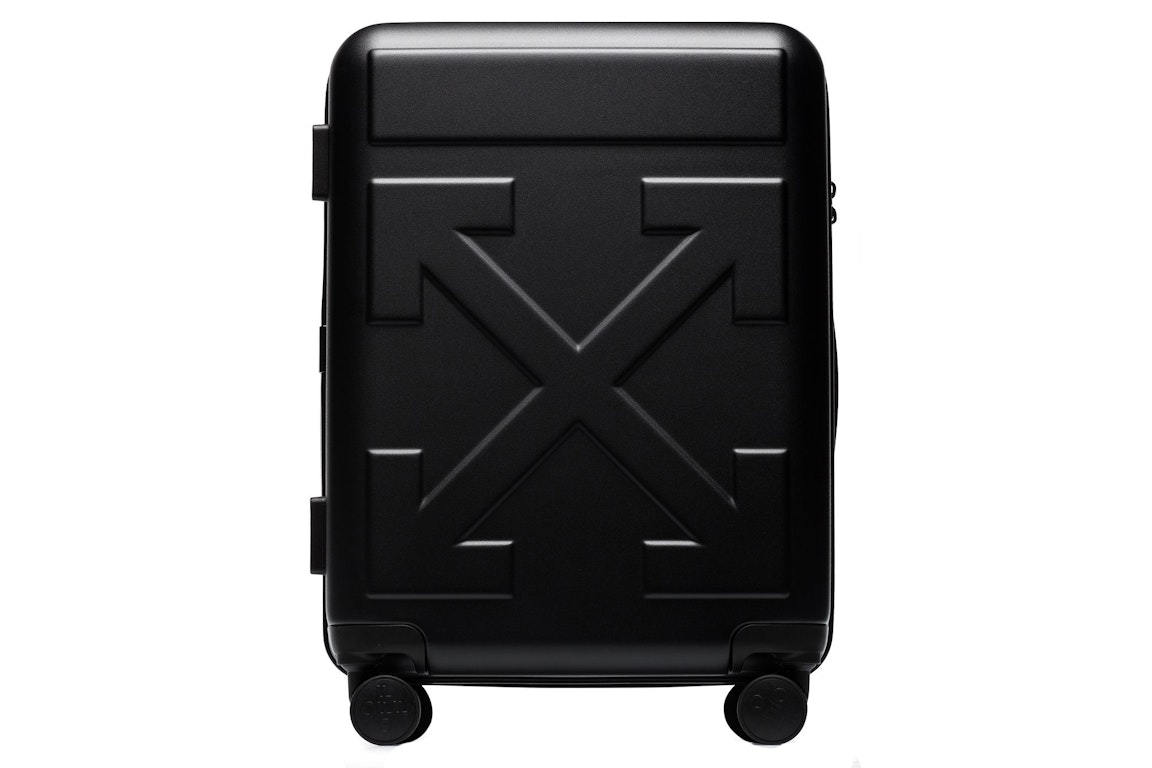 Pre-owned Off-white Arrow-detail Trolley Suitcase Luggage Matte Black