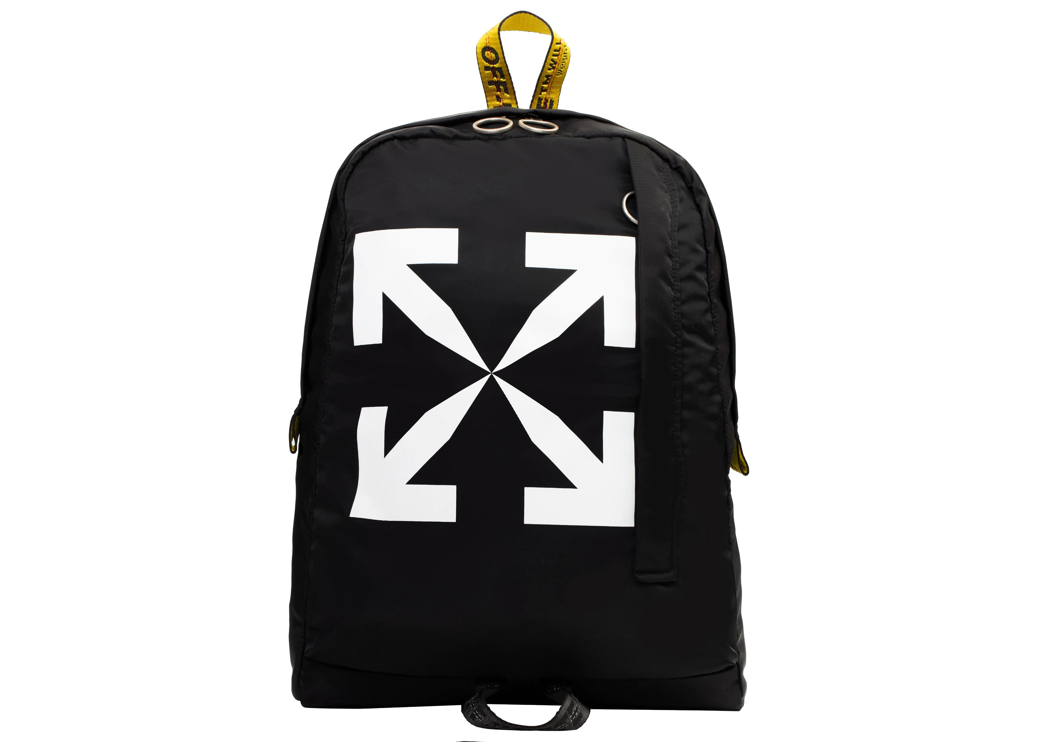 OFF-WHITE Easy Backpack Black White Yellow in Polymide with