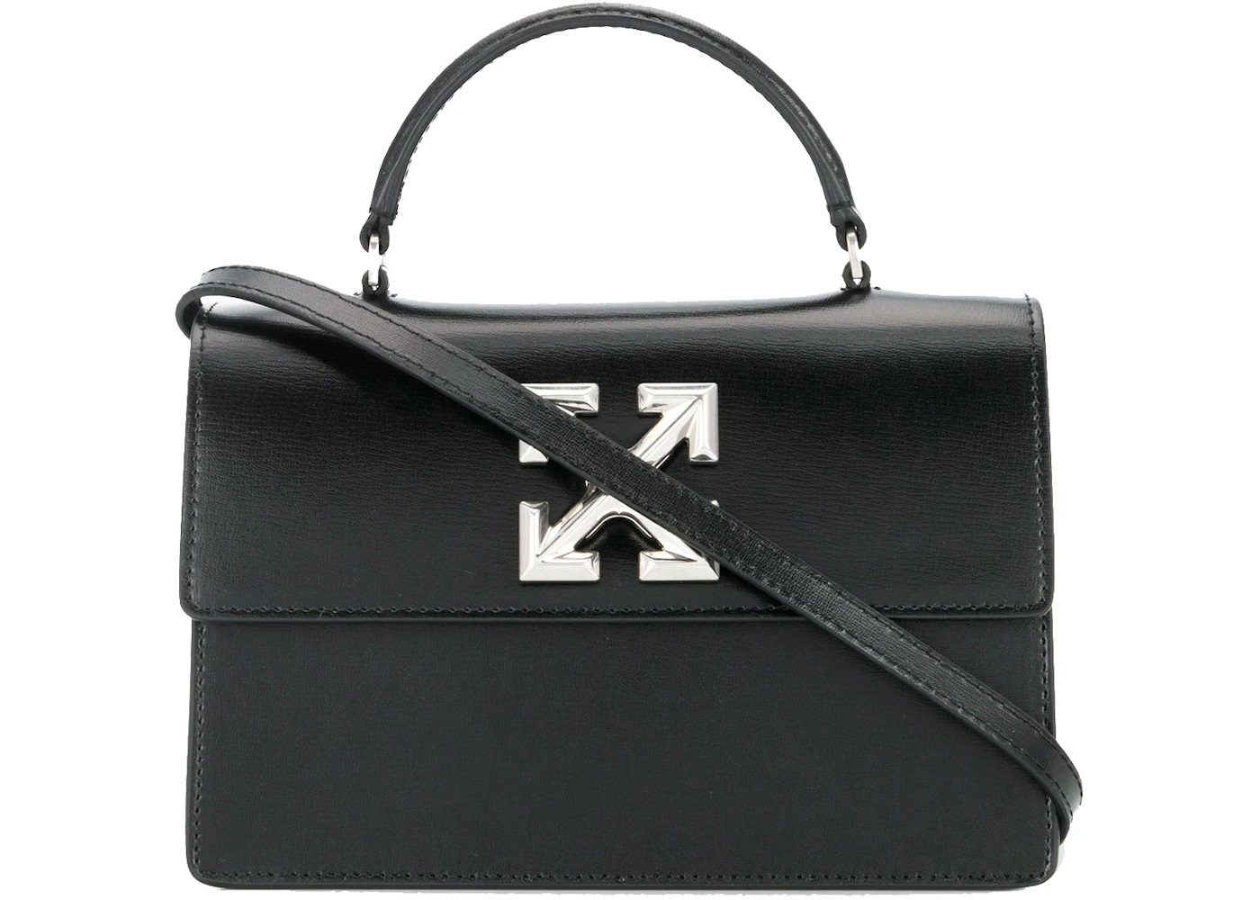 OFF-WHITE Arrow Logo Shoulder Bag Black in Leather with Silver-tone - US